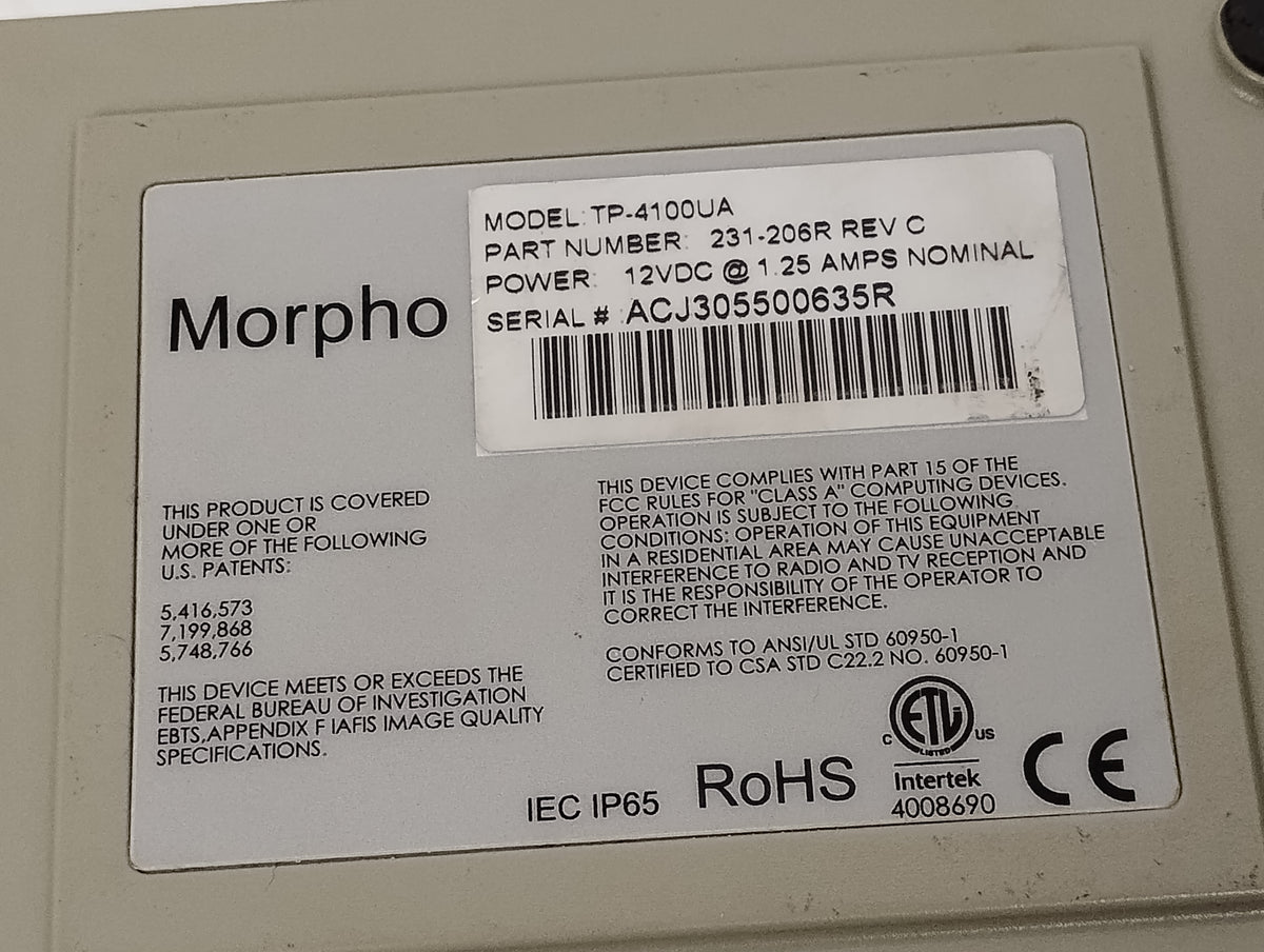 Morpho TP-4100UA-ED 231-206 Fingerprint Scanner