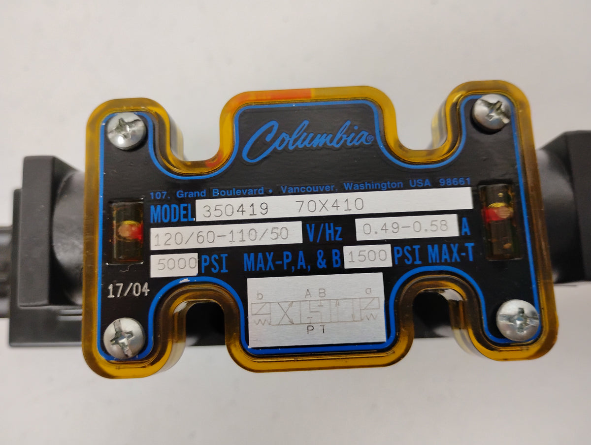 Columbia 3504119 Hydraulic Valve 110/120V 50/60HTZ 5000PSI