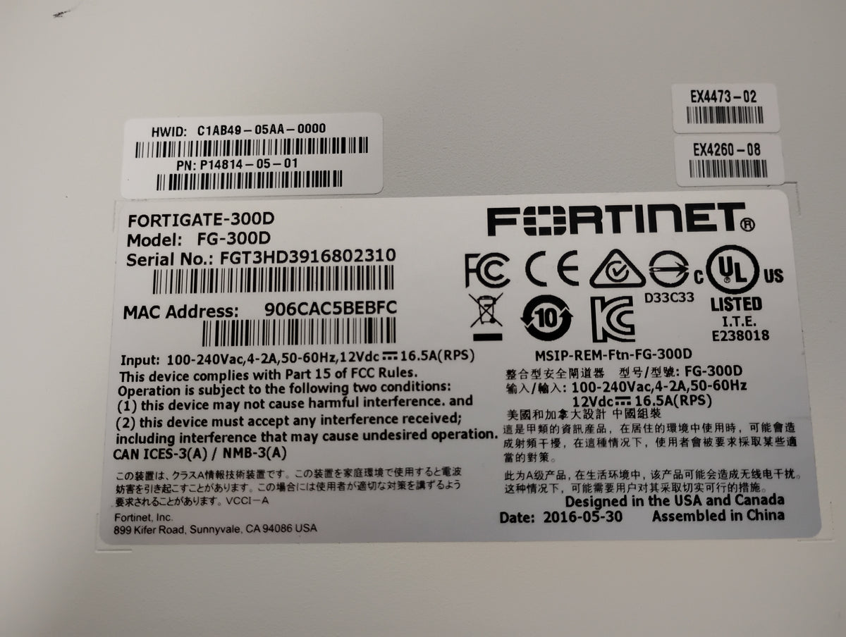 Fortinet FortiGate 300D FG-300D Firewall | No HDD