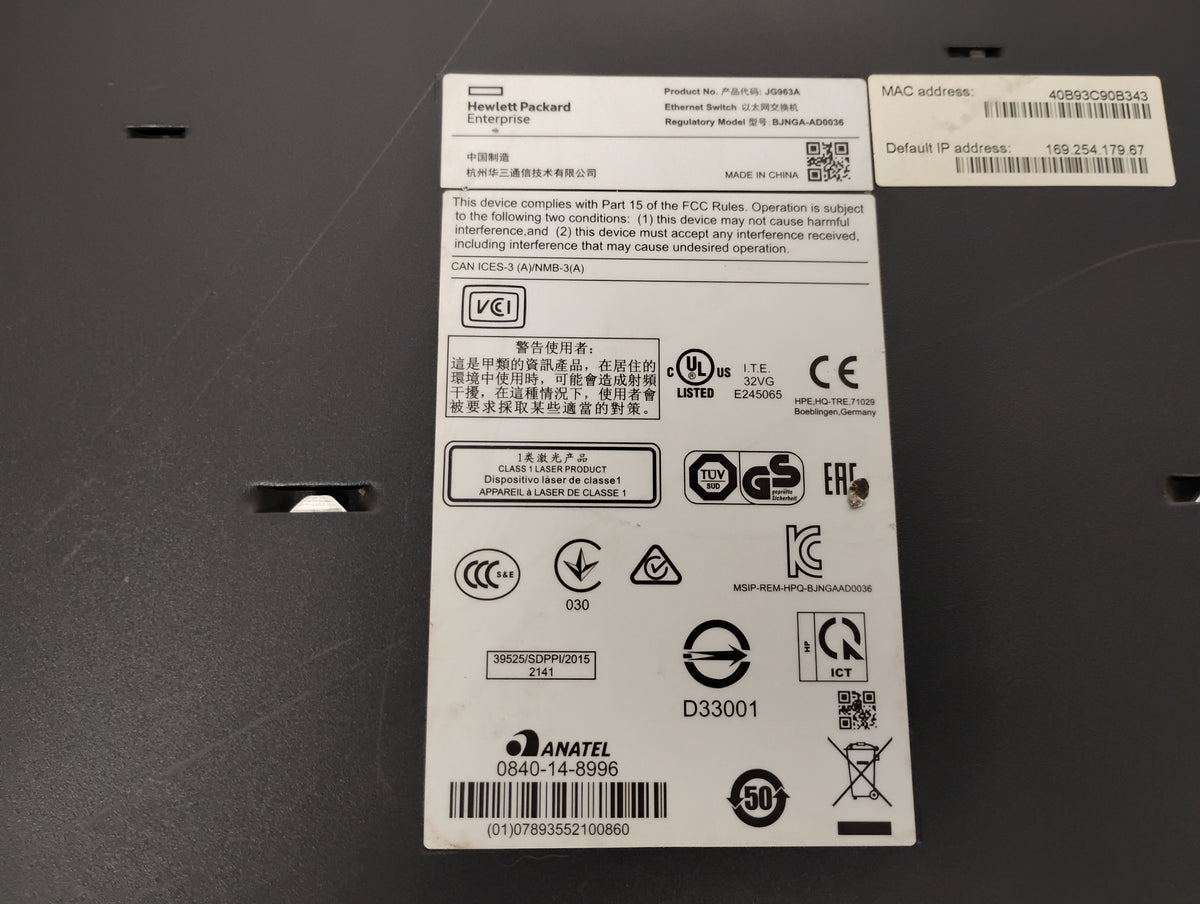 HPE OfficeConnect JG963A 52-Port PoE Gig Switch | 1950-48G-2SFP+2XGT-POE+ 370W