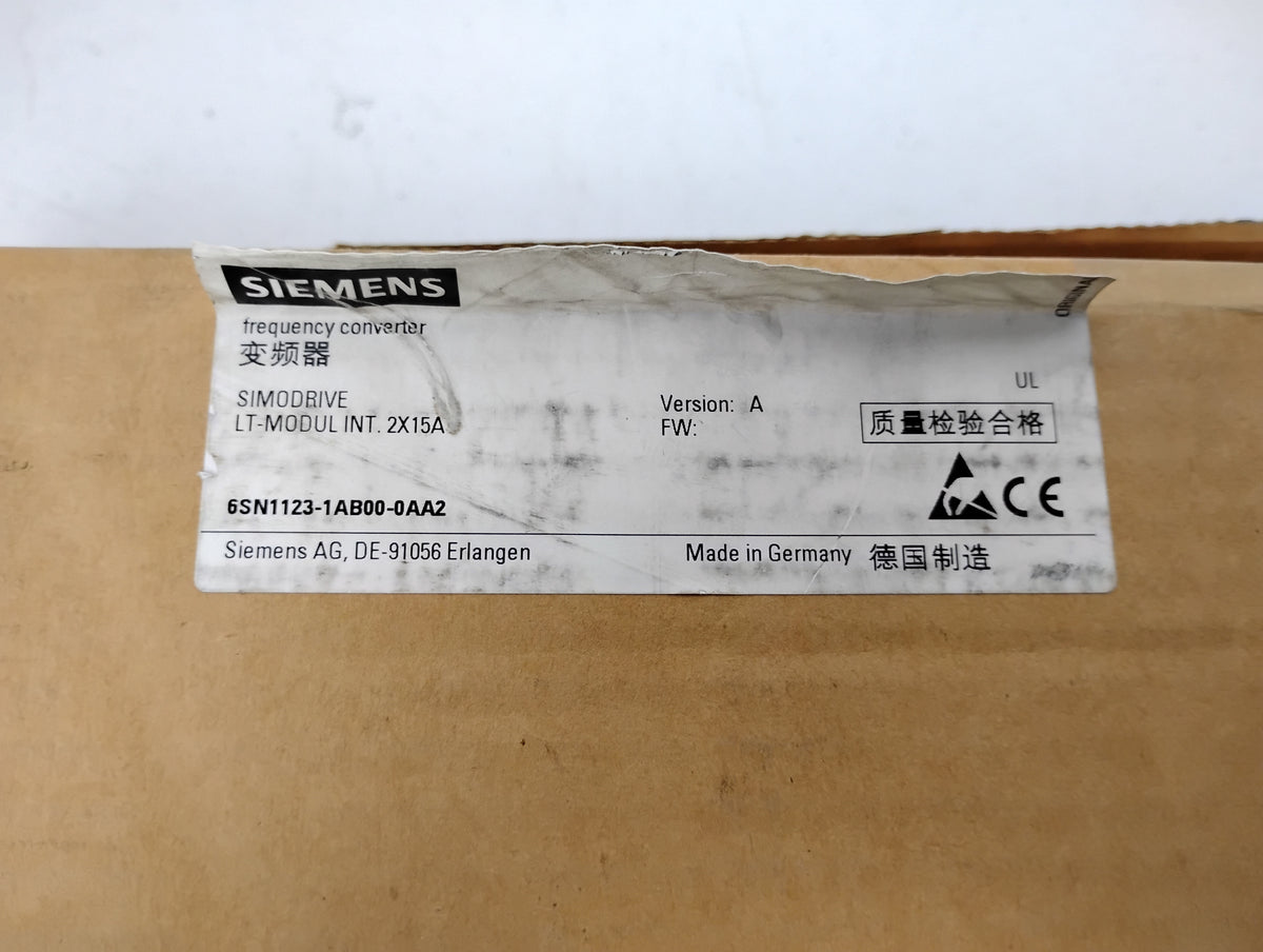 Siemens 6SN1123-1AB00-0AA2 LT-Module 2x25A Simodrive Power Module