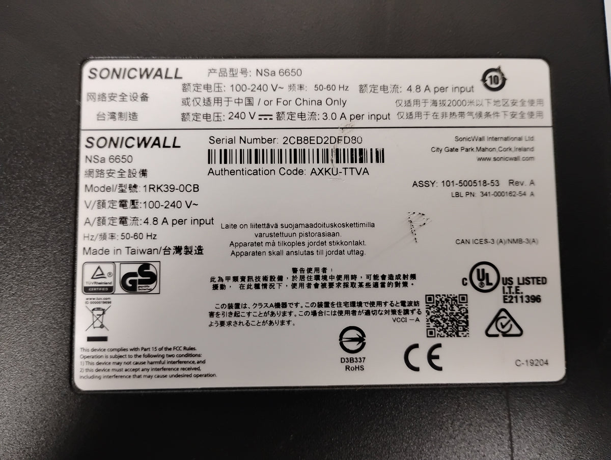 SonicWall NSA 6650 Security Appliance & x1 Power Supply