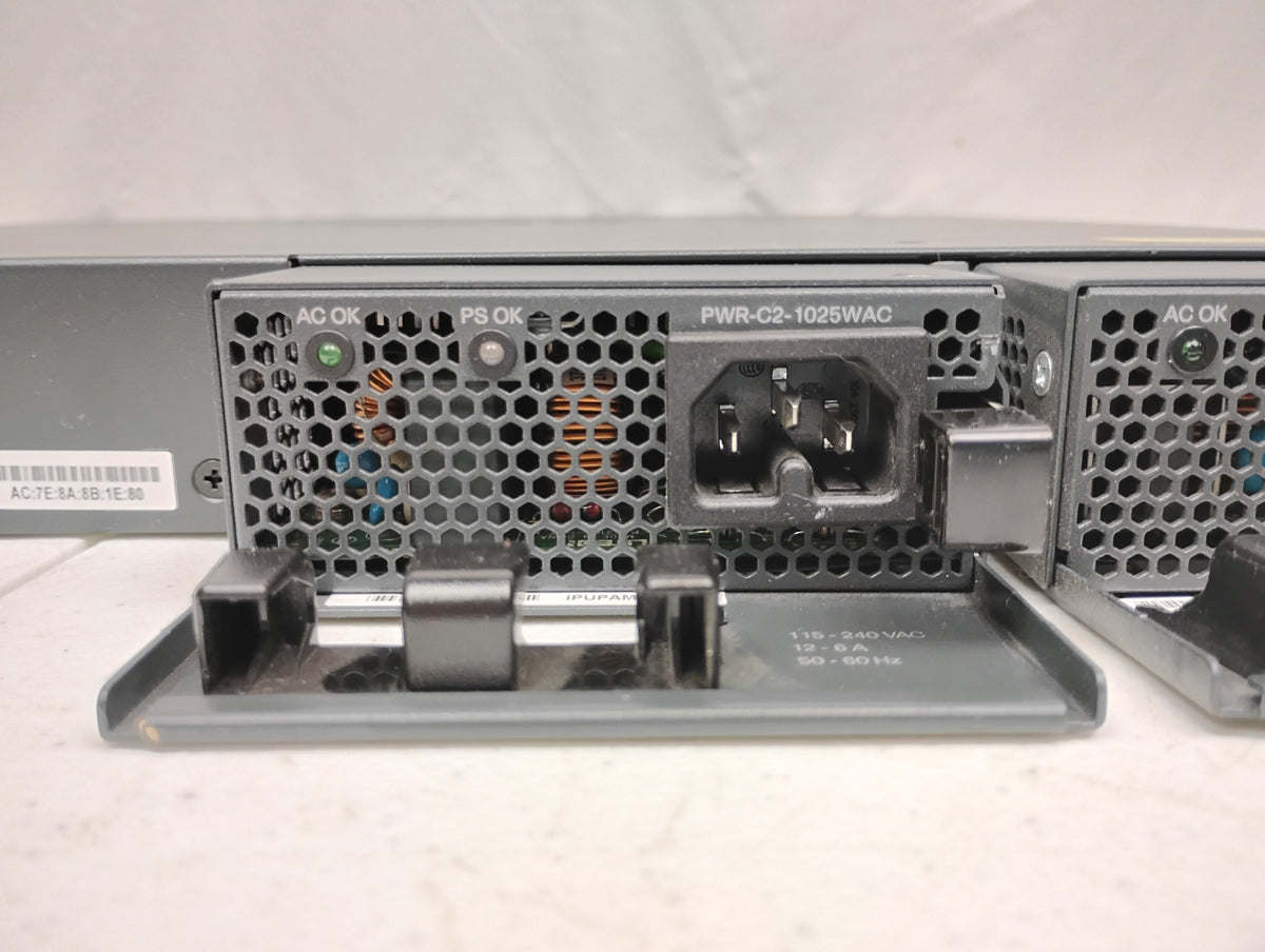 Cisco Catalyst 2960-XR Series WS-C2960X-48FPS-I 48 Port PoE+ Gigabit Switch & x2 PWR-C2-11025WAC PSUs