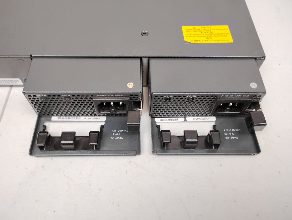 Cisco Catalyst 2960-XR Series WS-C2960X-48FPS-I 48 Port PoE+ Gigabit Switch & x2 PWR-C2-11025WAC PSUs