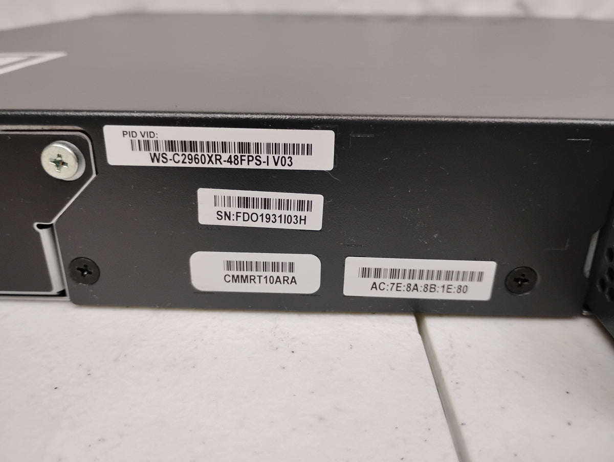 Cisco Catalyst 2960-XR Series WS-C2960X-48FPS-I 48 Port PoE+ Gigabit Switch & x2 PWR-C2-11025WAC PSUs
