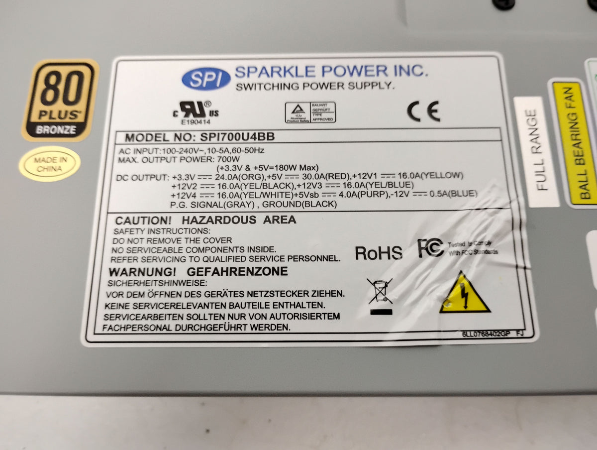 Sparkle Power SPI700U4BB 80 Plus Bronze Switching Power Supply