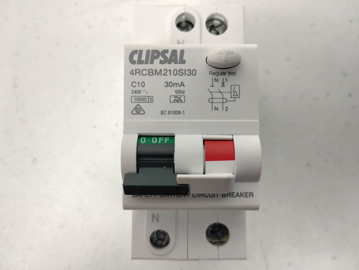 Clipsal 4RCBM210SI30 2 Module 2 Pole 10A 30mA Type A-SI 10000A C-curve