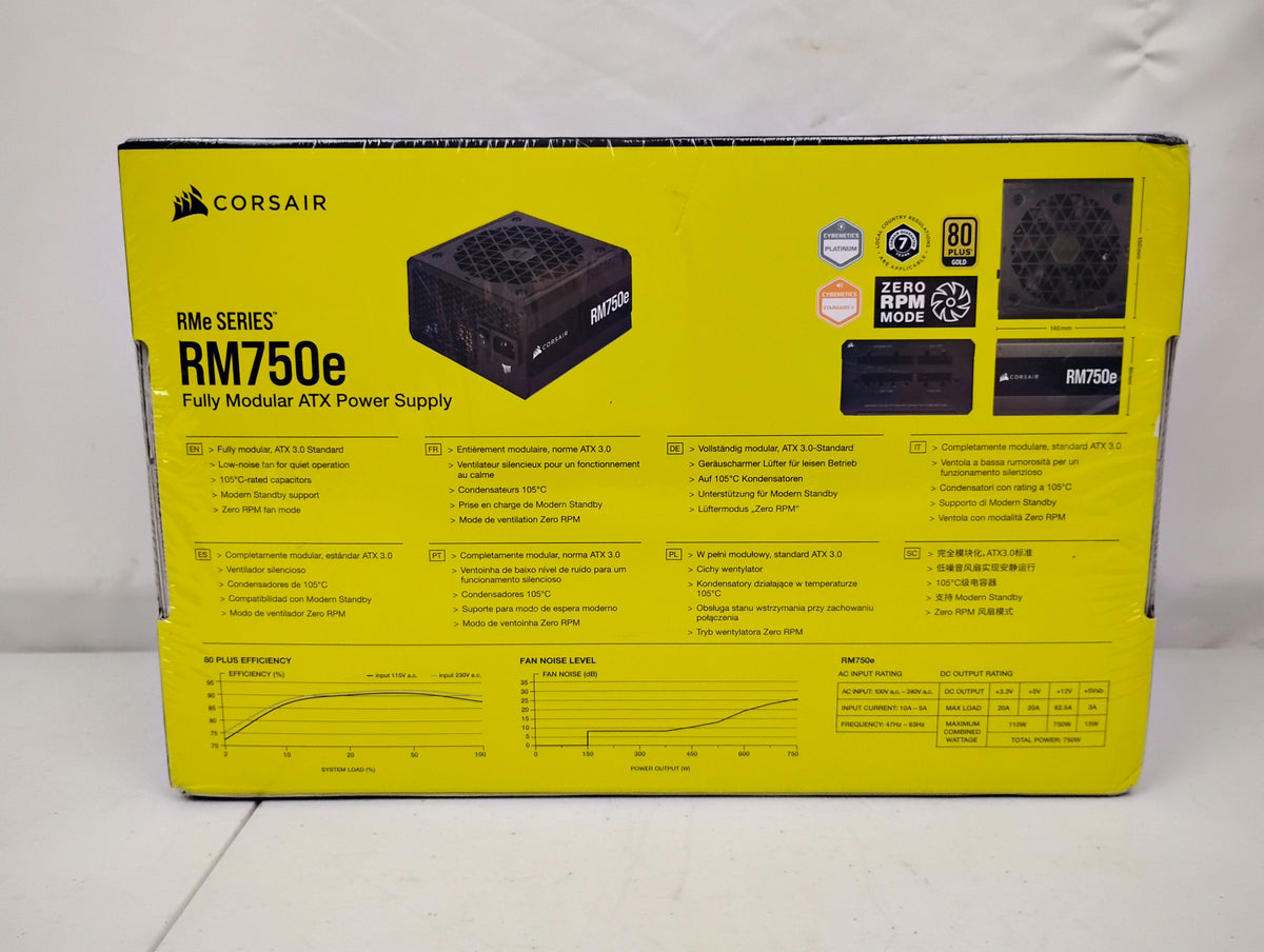 Corsair RM750e ATX 3.1 PCIe 5.1 Ready Fully Modular 750W Power Supply – 12V-2x6 Cable Included, Cybenetics Gold Efficiency