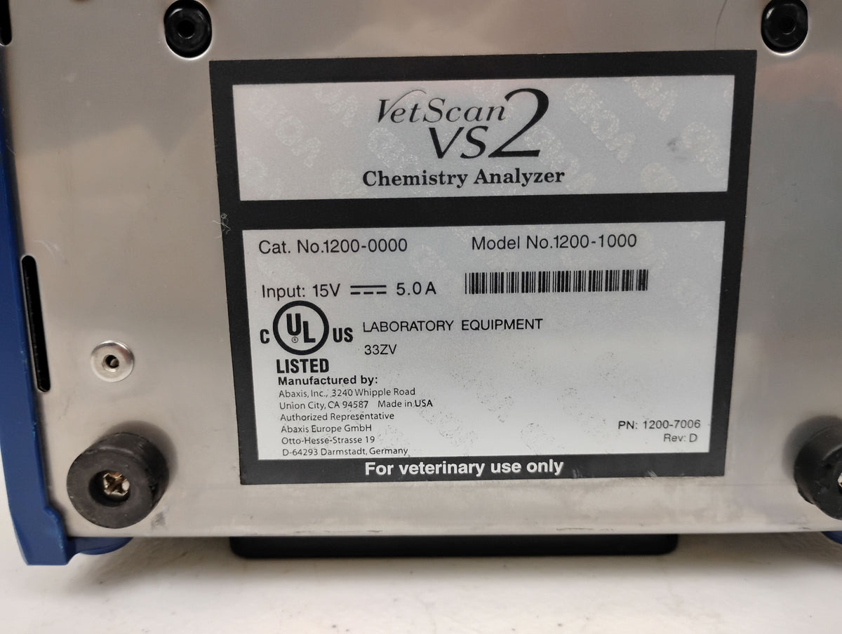 Abaxis VetScan VS2 Veterinary Blood Chemistry Analyzer 1200-1000