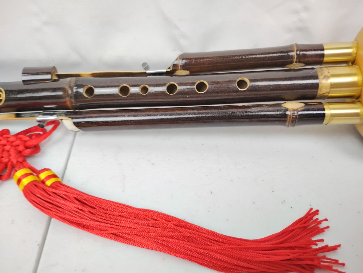 L'MS Professional Bamboo Hulusi 3 Octaves Gourd Flute Woodwind (C Key)