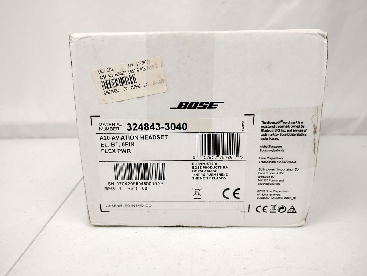 Bose A20 Aviation Headset w/ AHX-34-01 Cable Assembly