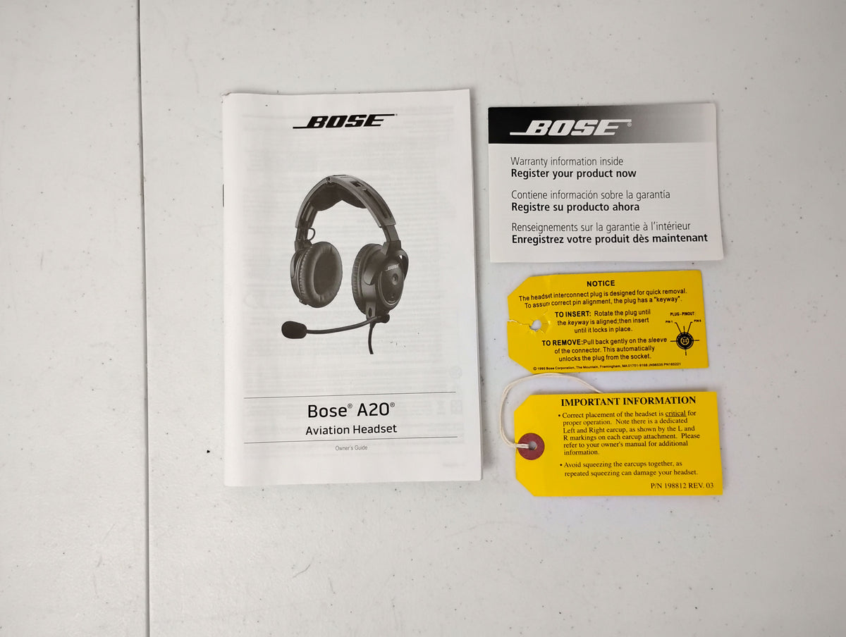 Bose A20 Aviation Headset w/ AHX-34-01 Cable Assembly