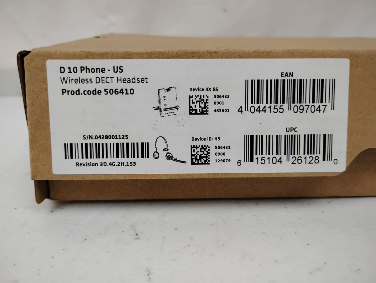 Sennheiser D10 Phone Wireless DECT Headset w/ Base | P/N: 506410