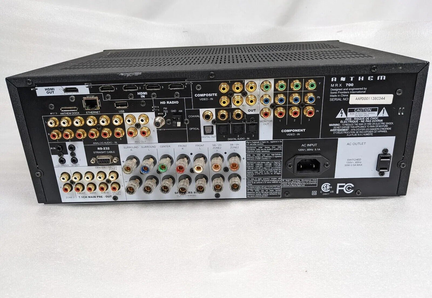 Anthem MRX 700 Amplifier 7.1 AV Receiver 120 WPC | Functional with Issue