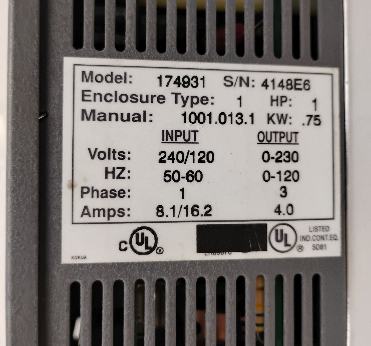 Leeson Micro Series 174931 1 HP Variable Frequency AC Drive-Input | Leeson Electric 174931