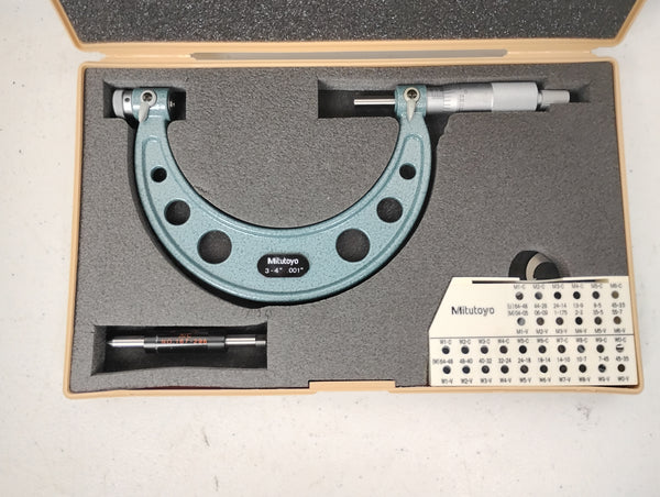 Mitutoyo 126-140 Screw Thread Micrometer 3-4" .001 in