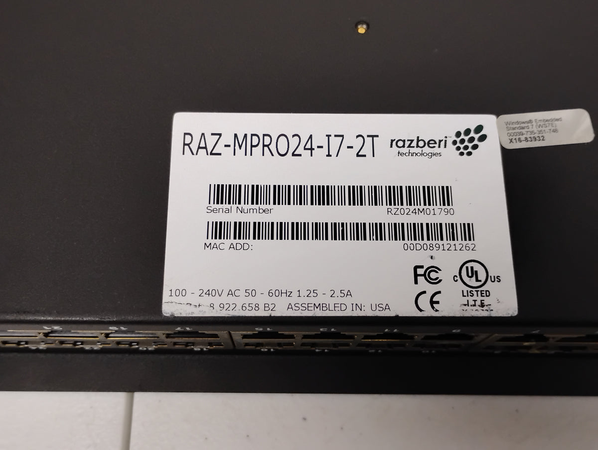 Razberi RAZ-MPRO24-I7-2T 24-Port ServerSwitch Video Surveillance Appliance | i7-3770