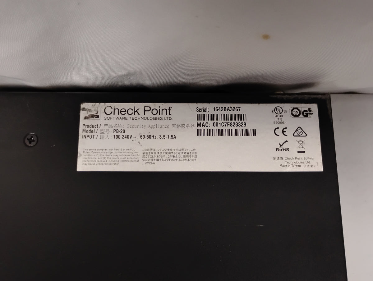 Check Point 5200 Pb-20 Security Gateway Firewall Appliance
