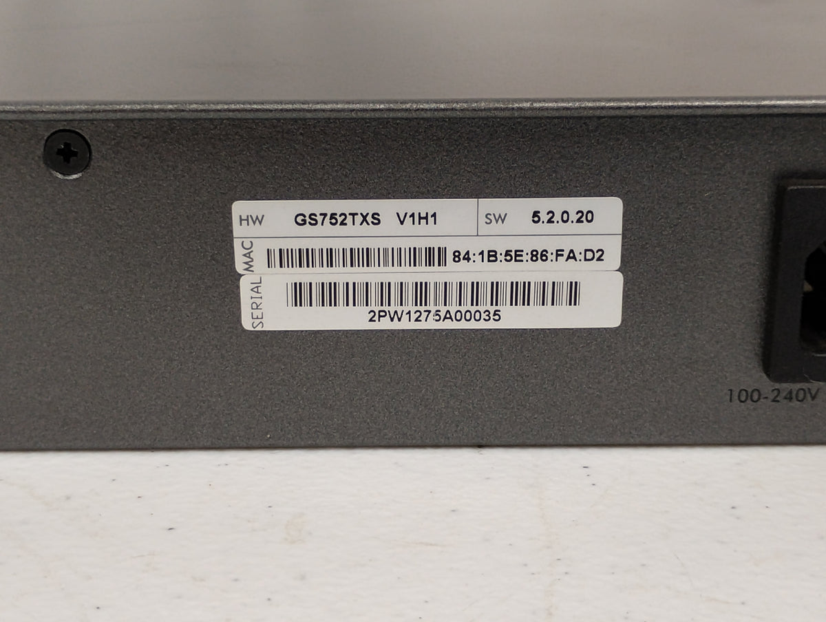 Netgear ProSafe GS752TXS 52-Port Gigabit Stackable Smart Switch
