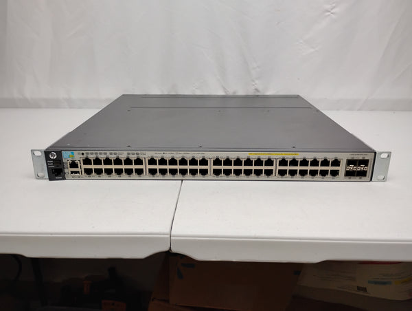 HP J9574A E3800-48G-4SFP+ 48-Port Ethernet Switch w/ J9577A Stacking Module & x2 J9580A PSUs