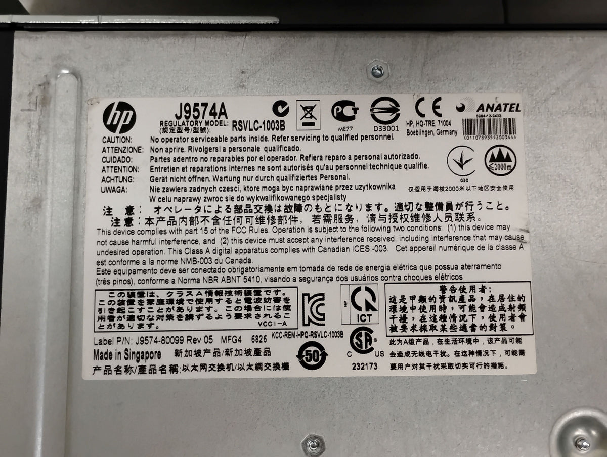 HP J9574A E3800-48G-4SFP+ 48-Port Ethernet Switch w/ J9577A Stacking Module & x2 J9580A PSUs