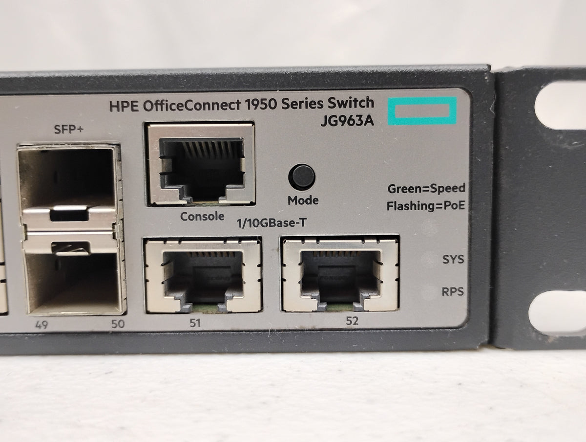 HPE OfficeConnect JG963A 52-Port PoE Gig Switch | 1950-48G-2SFP+2XGT-POE+ 370W