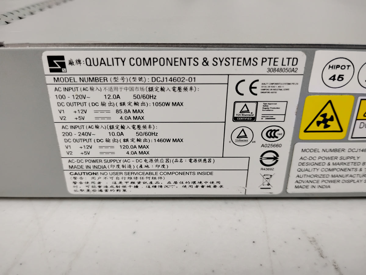 Lot of x4 NetApp DCJ14602-01 1460-Watt Power Supply | Quality Components & Systems | P/N: 114-00162