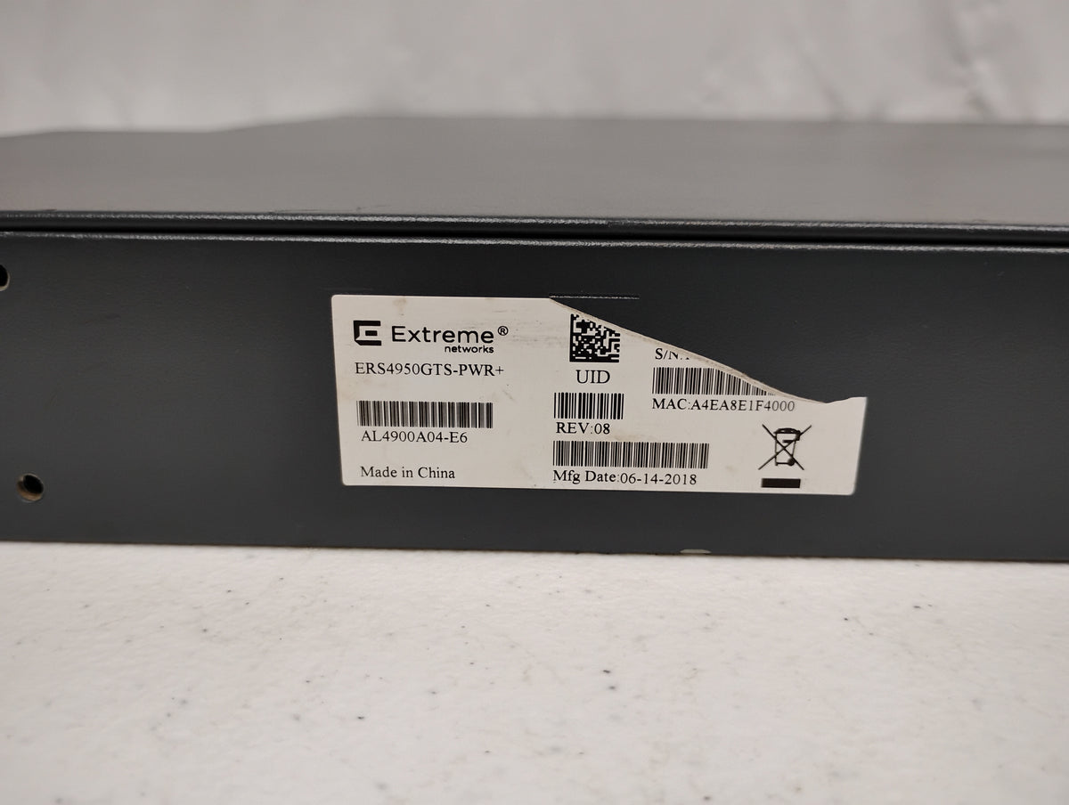 Extreme Networks 4950GTS-PWR+ 50-Port Ethernet Switch & x2 Power Supplies