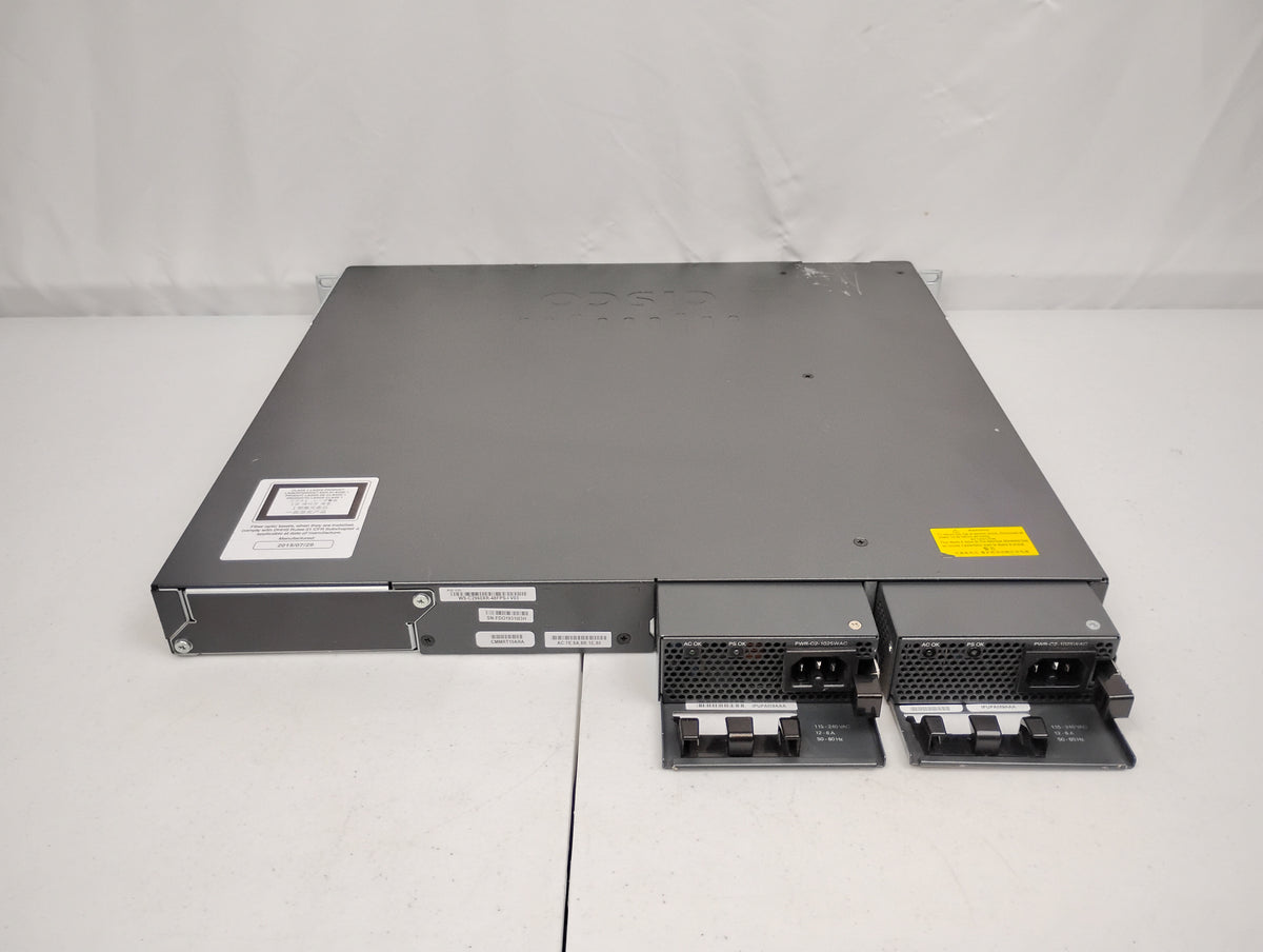 Cisco Catalyst 2960-XR Series WS-C2960X-48FPS-I 48 Port PoE+ Gigabit Switch & x2 PWR-C2-11025WAC PSUs