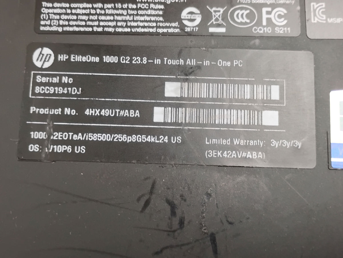 HP EliteOne 1000 G2 All-in-One Touch PC I5-8500 16GB DDR4 500GB SSD