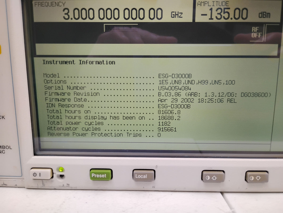 Agilent E4432B ESG-D Signal Generator 250kHz-3.0GHz | OPT H99 UN5 UN7 UN8