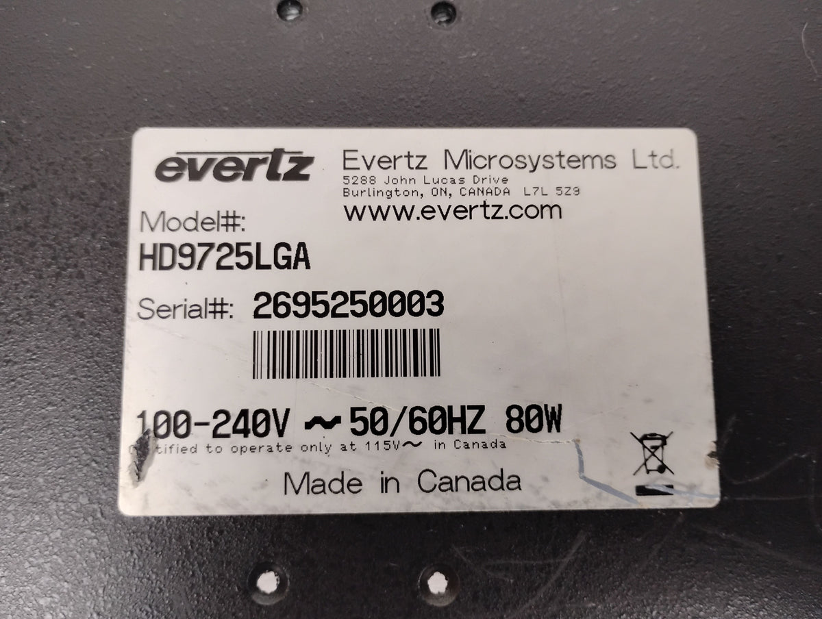 Evertz HD9725LGA HD/SD Media Keyer Logo and Media Inserter