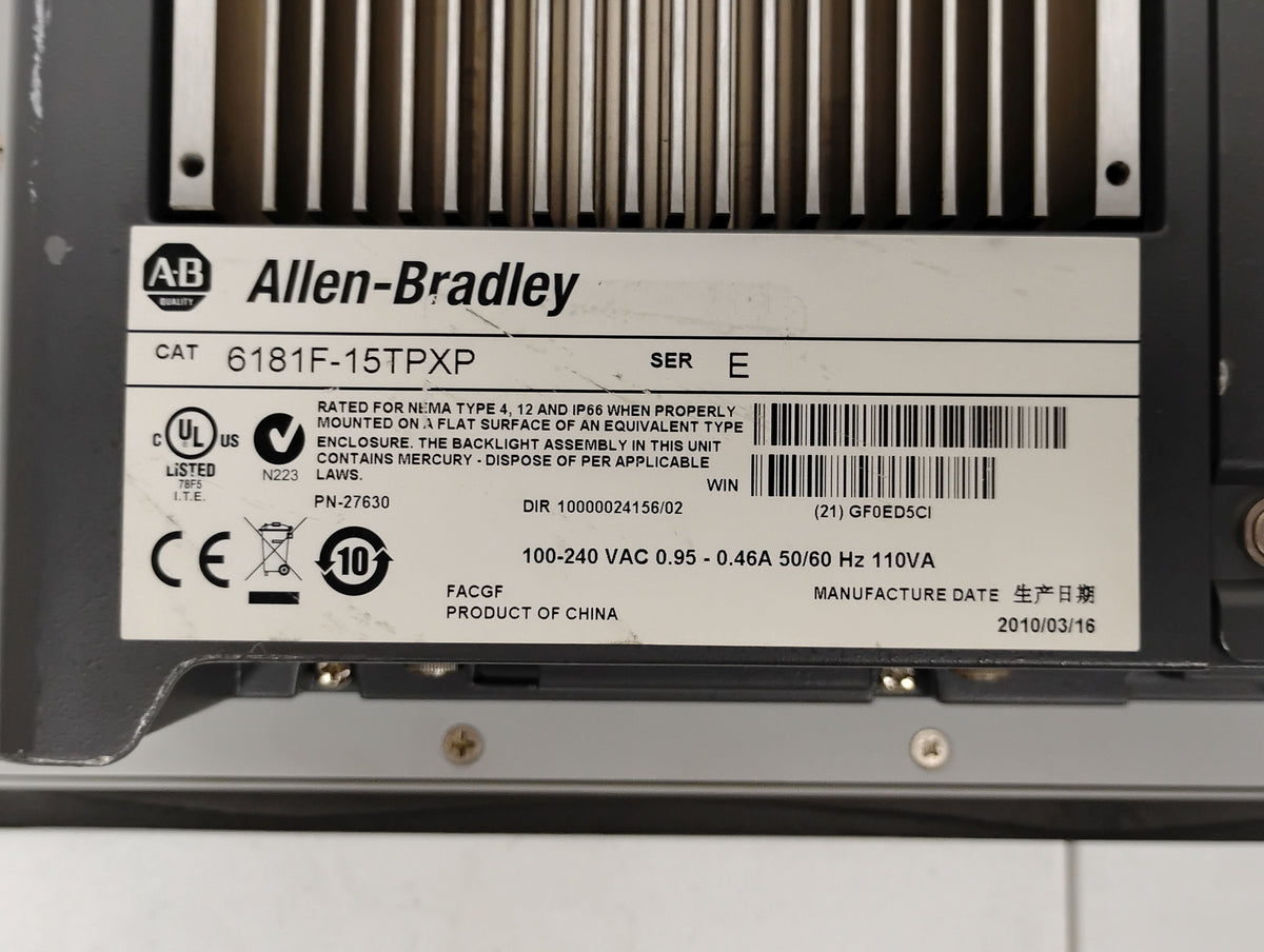 Allen Bradley 6181F-15TPXP E Integrated Display Computer 1500P | No HDD