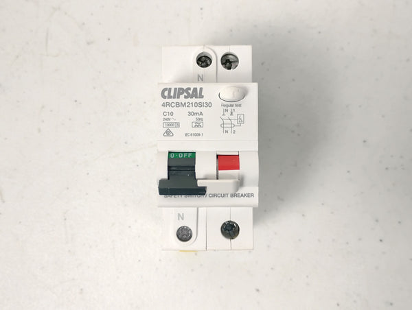 Clipsal 4RCBM210SI30 2 Module 2 Pole 10A 30mA Type A-SI 10000A C-curve