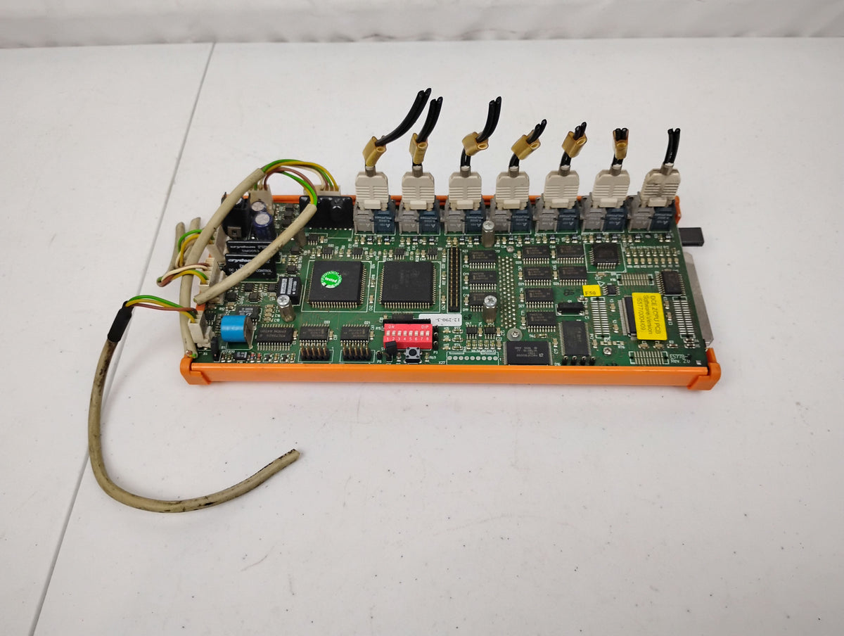 Emhart Tucker Weidmuller Platine E577B-C Rev 2.0 Robot Control Board w/ E486B 2Mb Battery Backup
