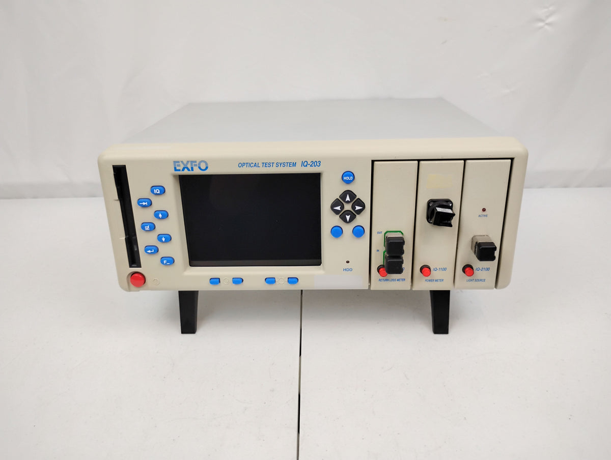 EXFO IQ-203 Optical Test System w/ IQ-1100, IQ-2100, & IQ-3200 | Powers Up