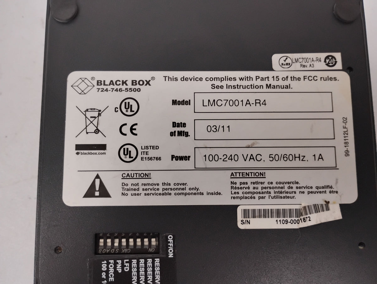 Black Box MM850 10/100 Autosensing Media Converter | P/N: LMC7001A-R4