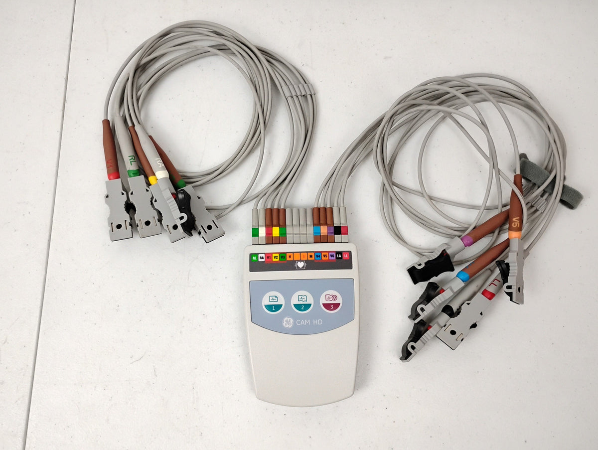 GE MAC 5500 HD ECG Machine w/ CAM HD Module & Coiled Patient Cable Host