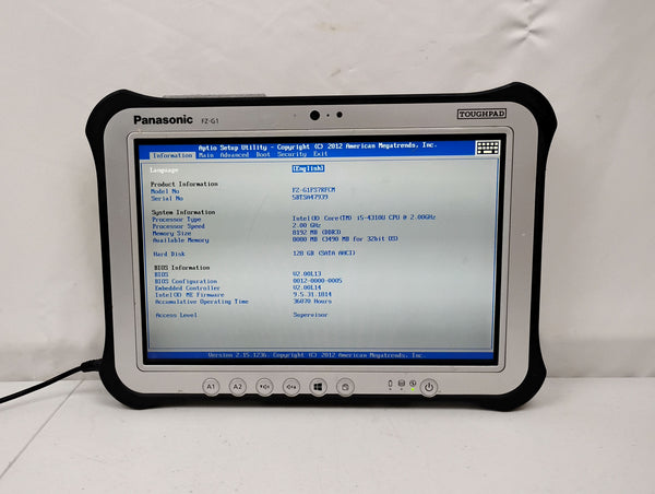 Panasonic Toughpad FZ-G1 Rugged Tablet 10.1" | i5-4310U @ 2Ghz, 8GB DDR3, 128GB SSD