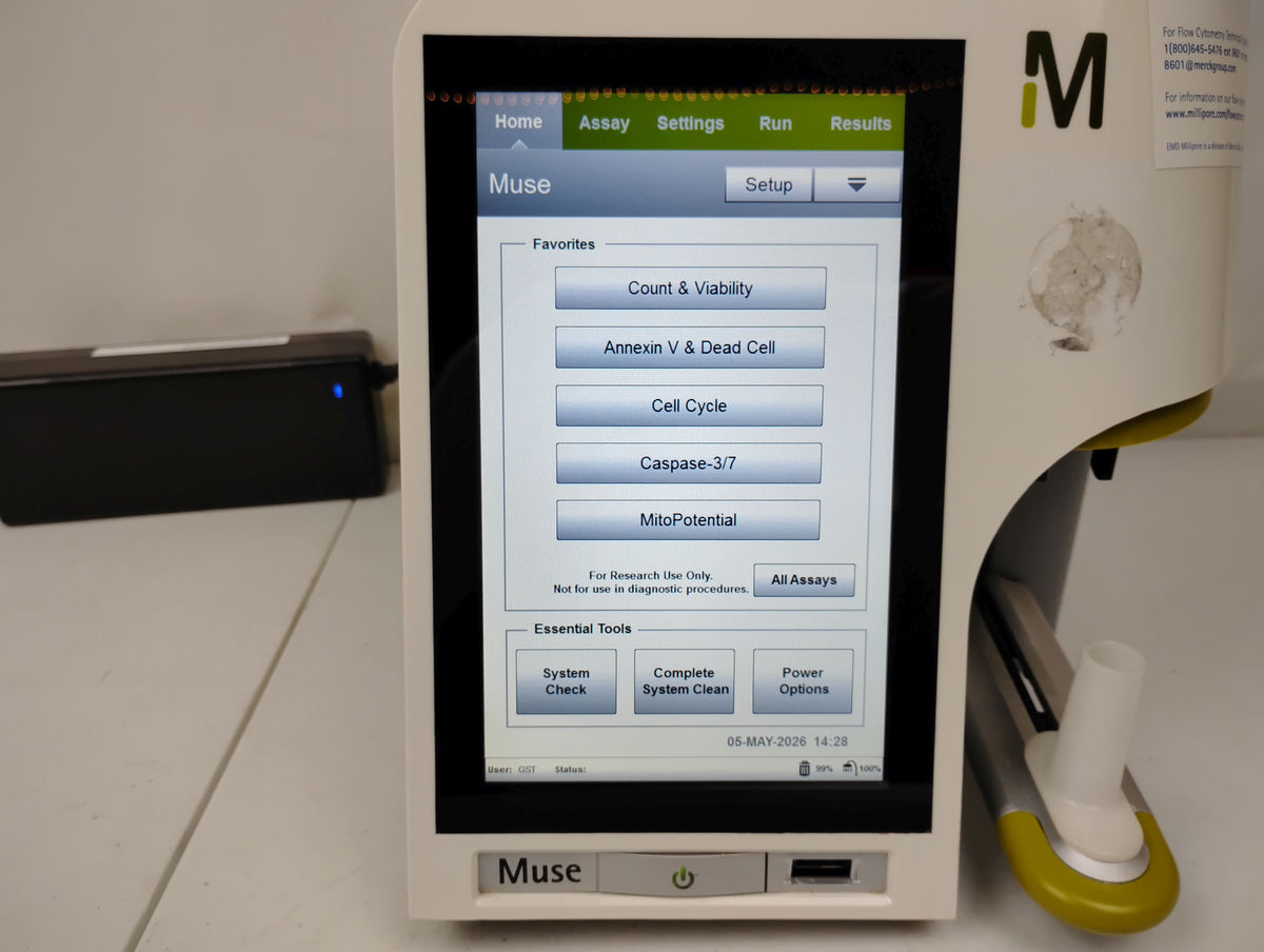 Millipore Muse Cell Analyzer | EMD Luminex Guavza Flow Cytometry Cell Analyzer w/ Power Supply