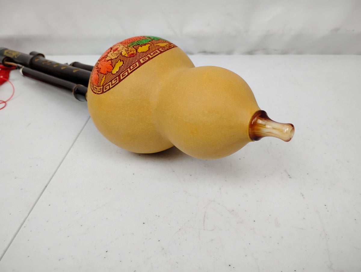 L'MS Professional Bamboo Hulusi 3 Octaves Gourd Flute Woodwind (C Key)