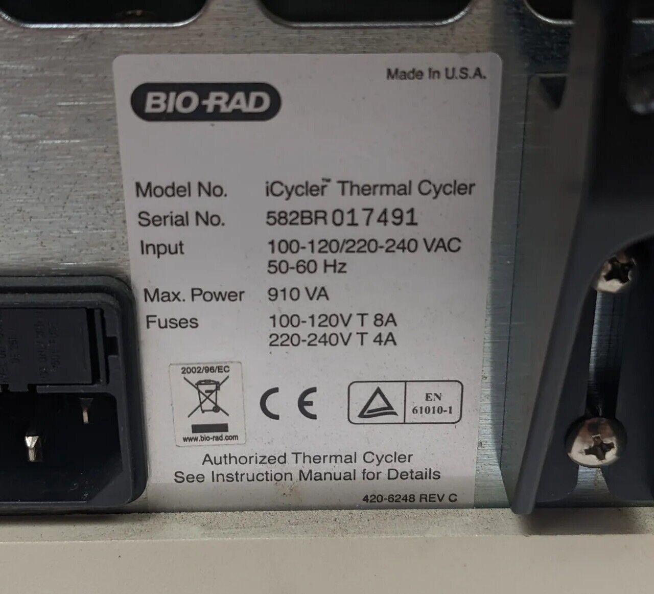 Bio Rad iCycler 582Br w/ IQ5 Optical Module RealTime PCR Detection System