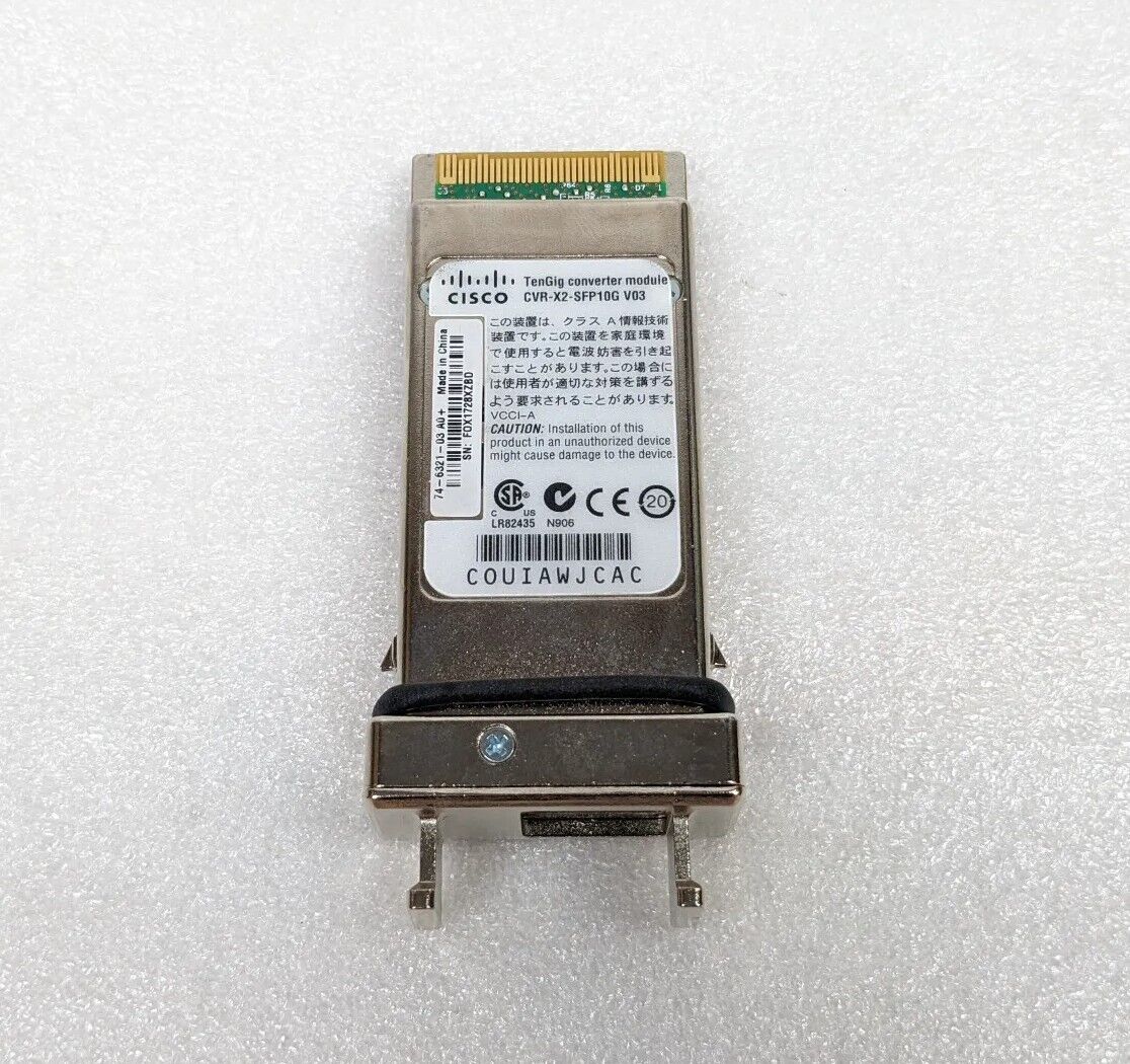 Cisco CVR-X2-SFP10G V03 Module 1 Port X2 to SFP+ 10 Gigabit Converter Module