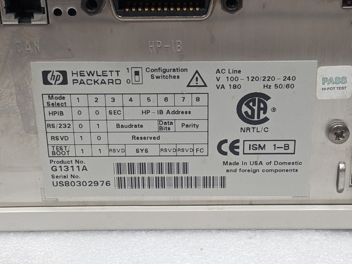 HP Agilent 1100 Series G1311A Quaternary Pump