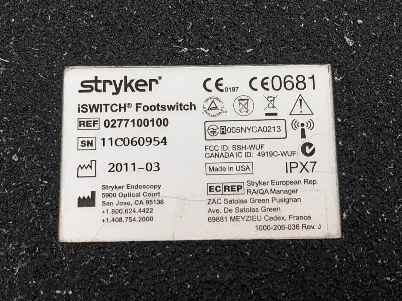 Stryker 277-100-100 iSwitch Universal Foot Switch