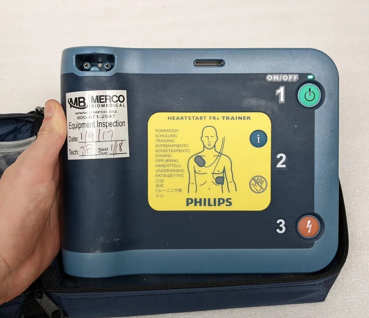 Philips Heartstart FRX AED Trainer w/ Training Pads and Case