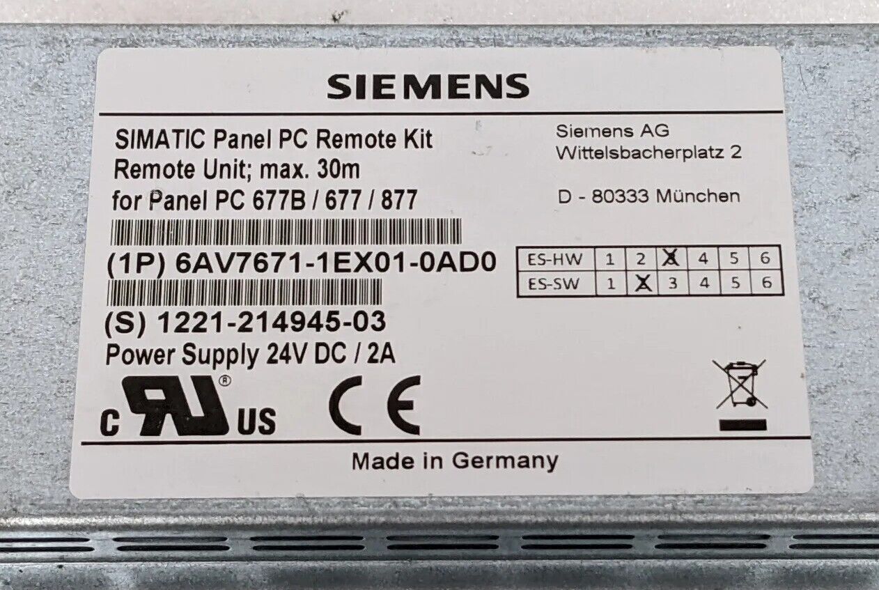 Siemens Simatic Panel PC Remote Kit 6AV7671-1EX01-0AD0 | (S) 1221-214945-03