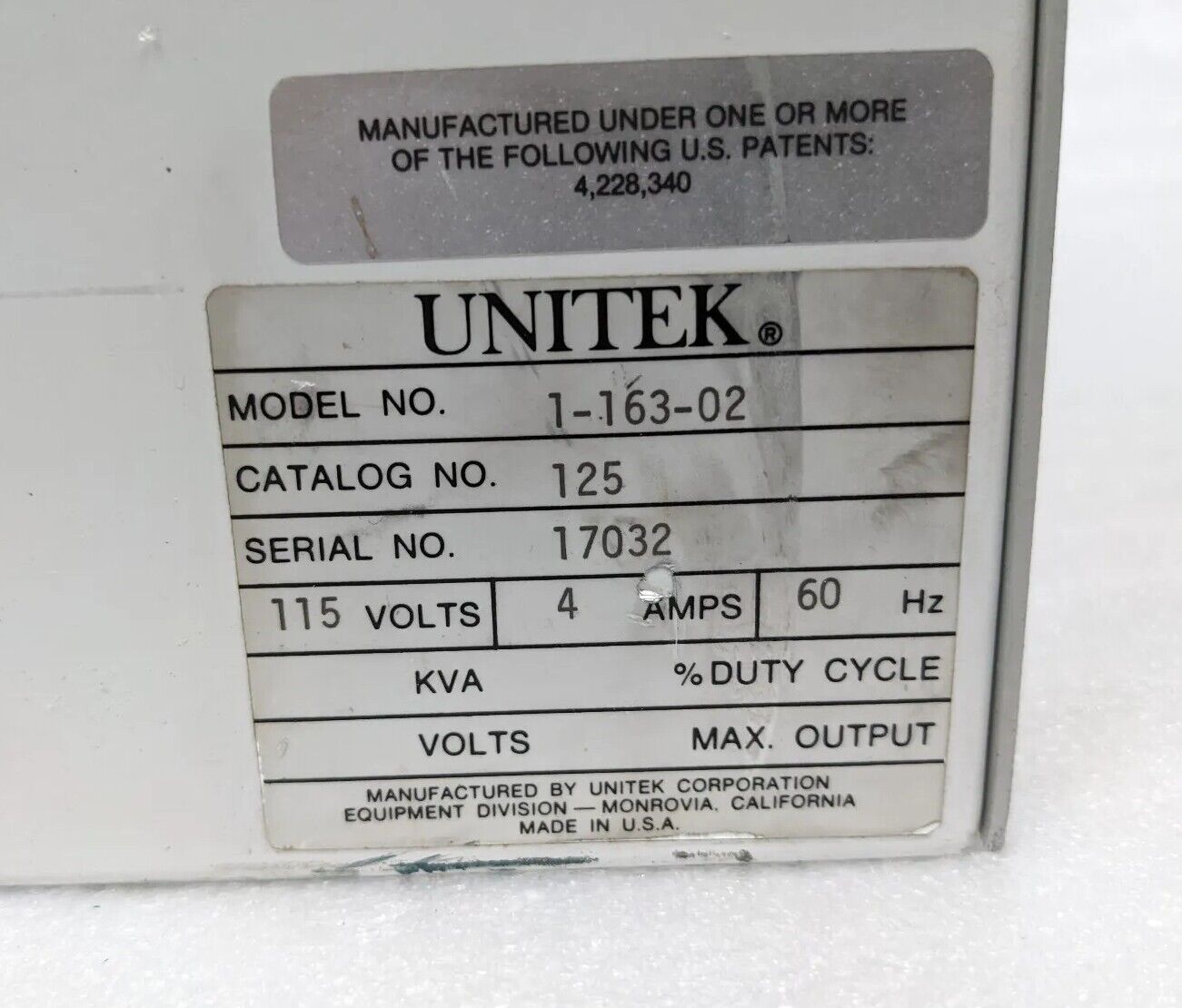 Unitek Miyachi 125 Watt Seconds 1-163-02 Resistance Spot Welding Power Supply