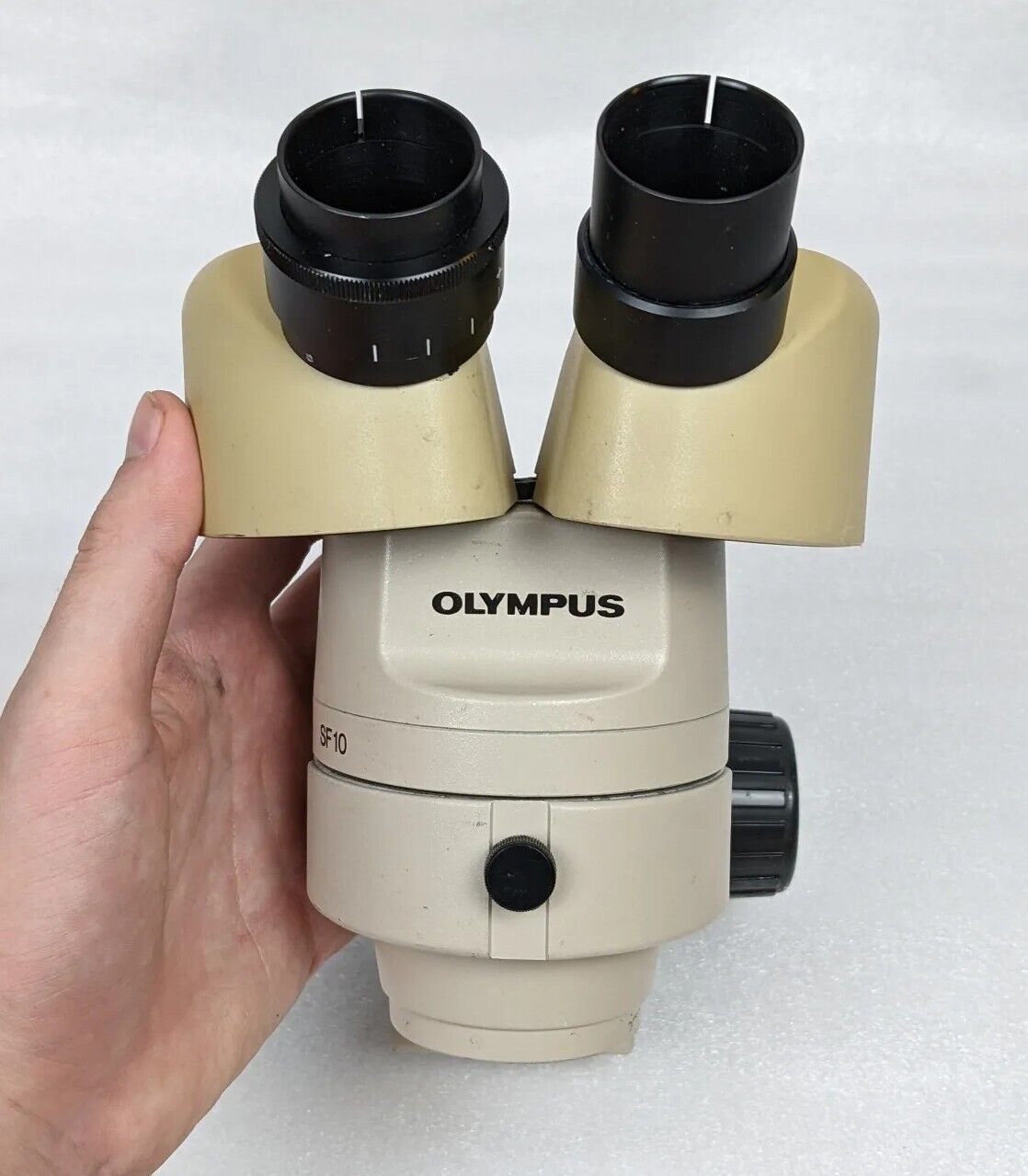 Olympus SF10 Microscope Binocular Head w/ SZ-STB1 Focusing Head Mount