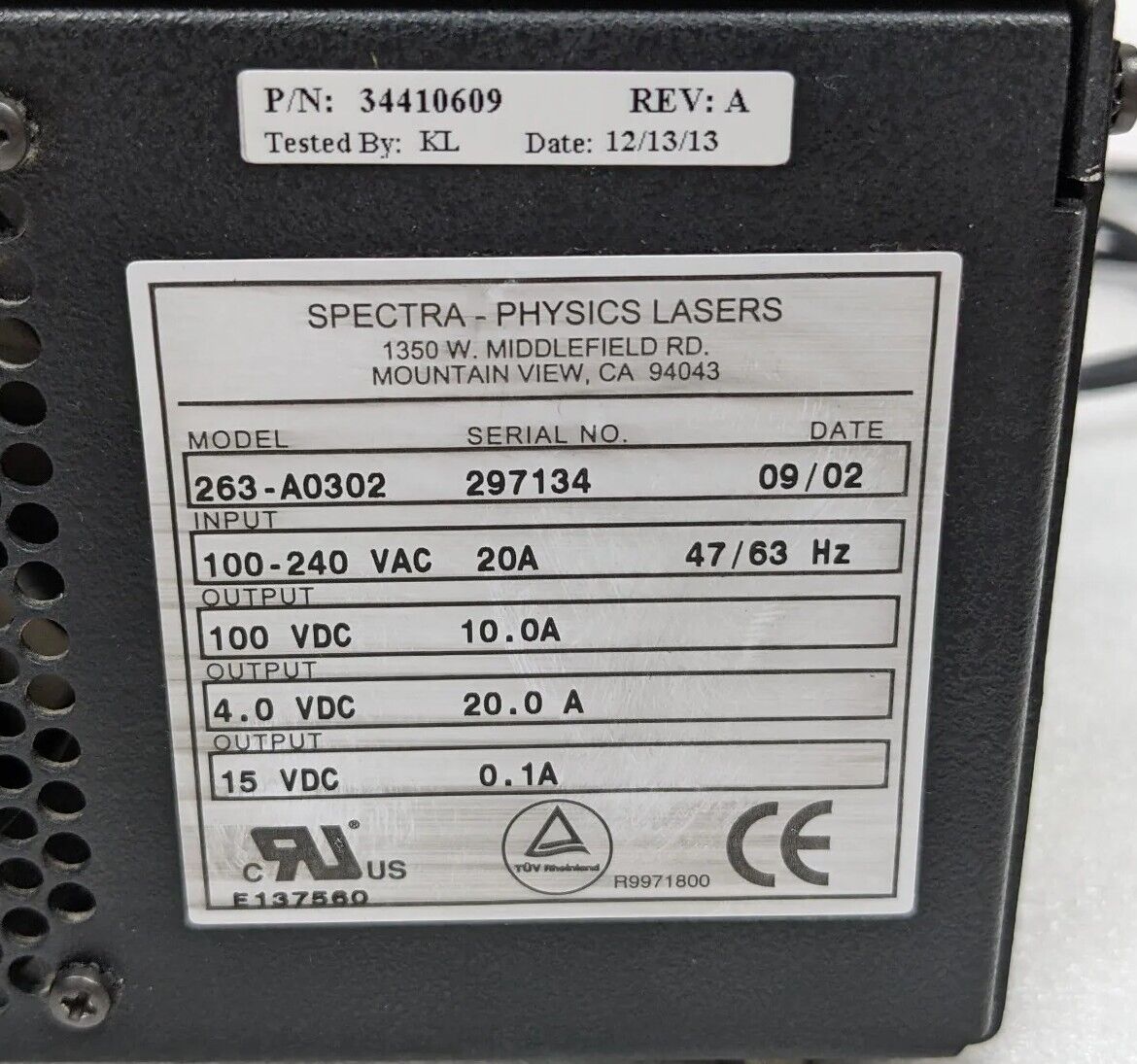 Spectra-Physics 263-A0302 Laser Power Supply